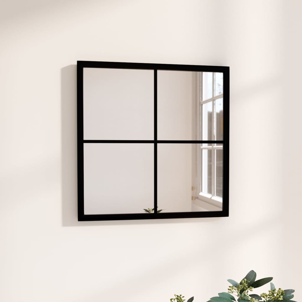 vidaXL Stensko ogledalo črno 40x40 cm kovinsko