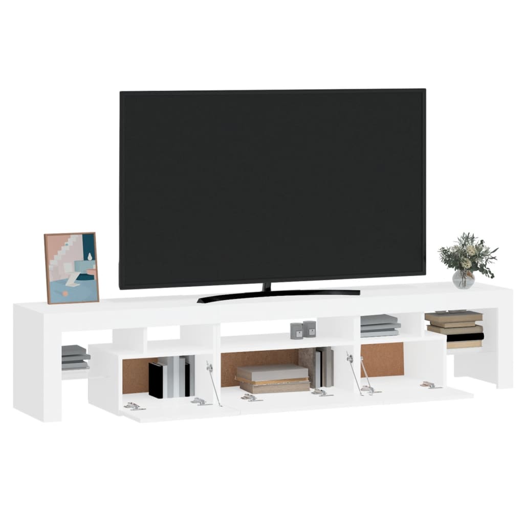 vidaXL TV omarica z LED lučkami bela 200x36,5x40 cm