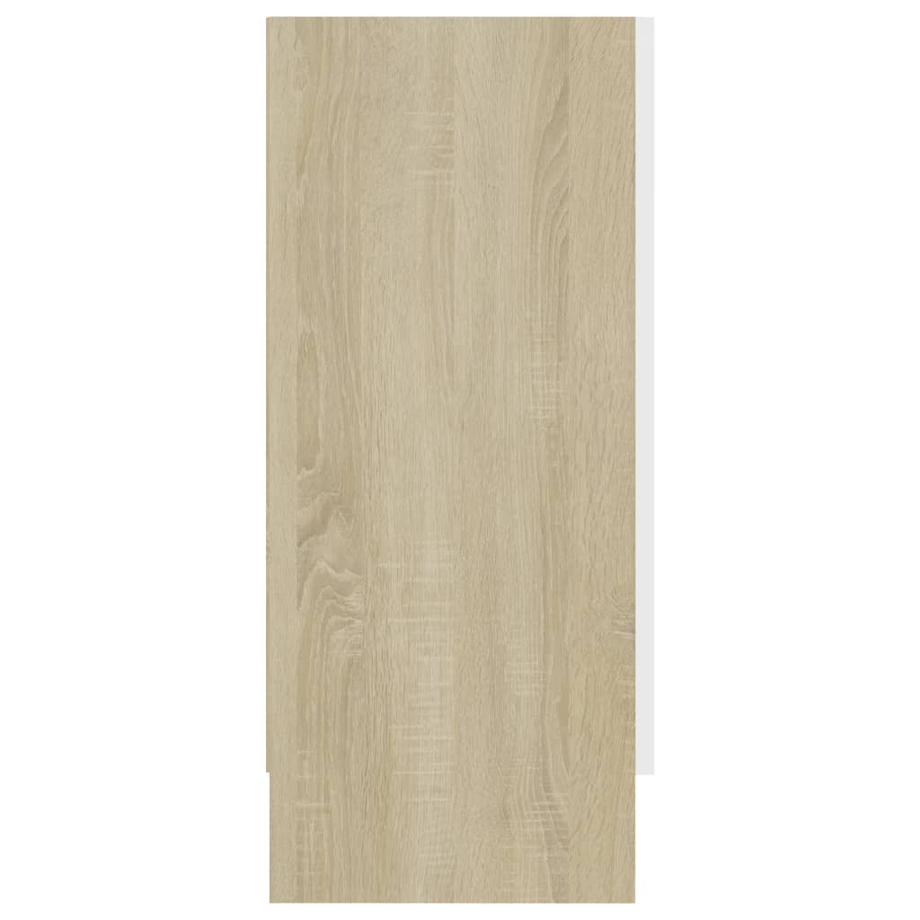 vidaXL Komoda bela in sonoma hrast 120x30,5x70 cm iverna plošča