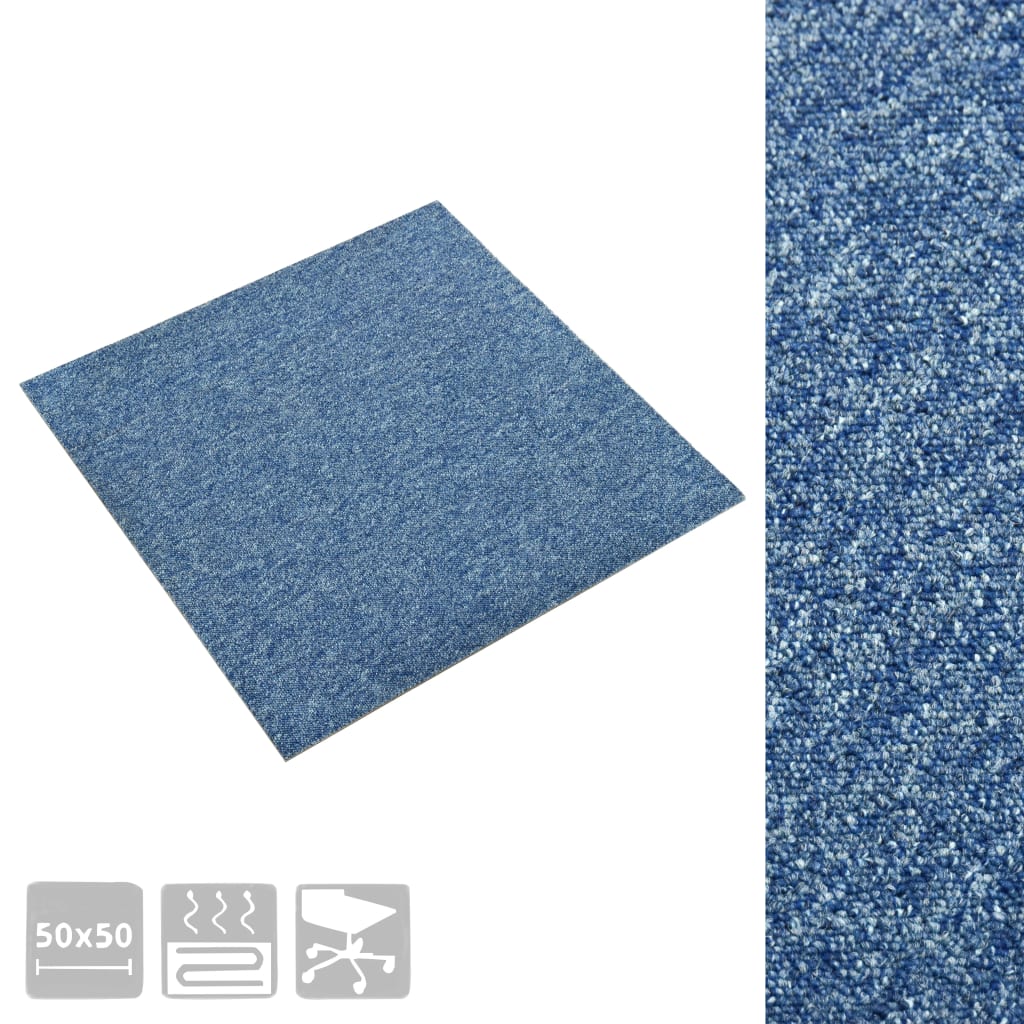 vidaXL Talna obloga preproga 20 kosov 5 m² 50x50 cm modra
