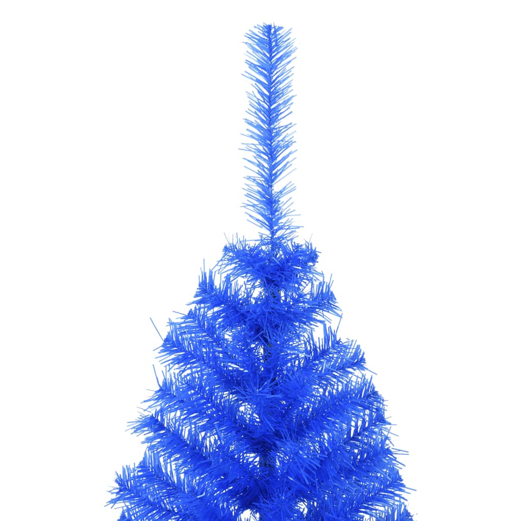 vidaXL Umetna polovična novoletna jelka s stojalom modra 120 cm PVC