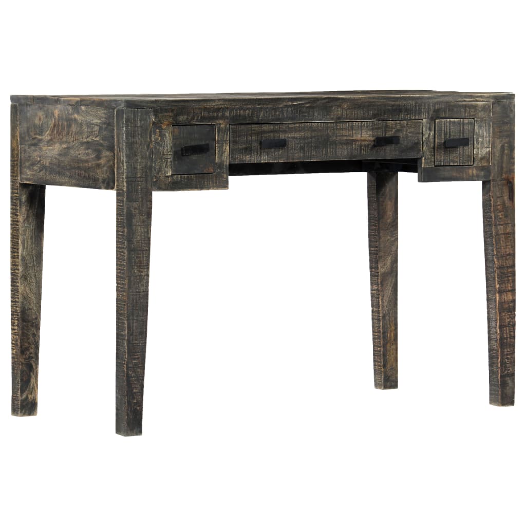 vidaXL Pisalna miza črna 110x50x75 cm trden mangov les