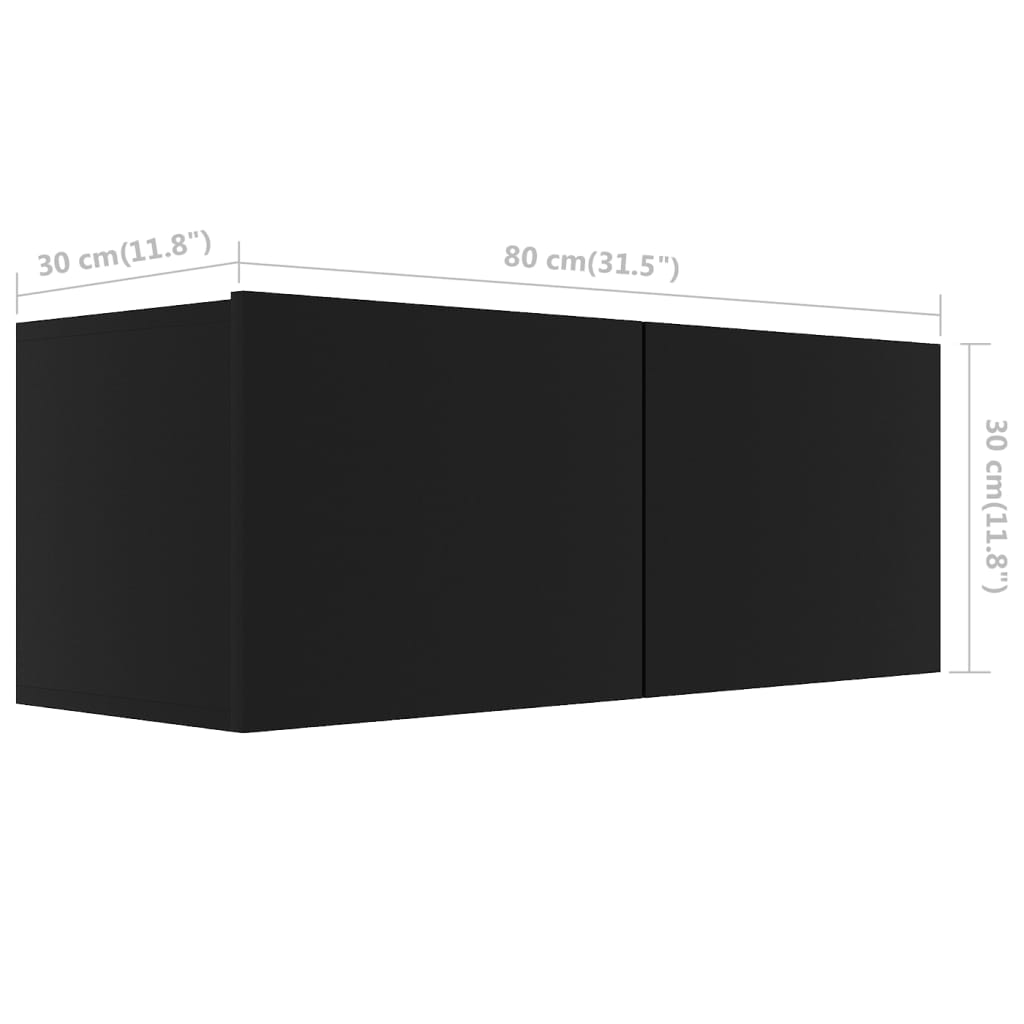 vidaXL TV omarica črna 80x30x30 cm iverna plošča