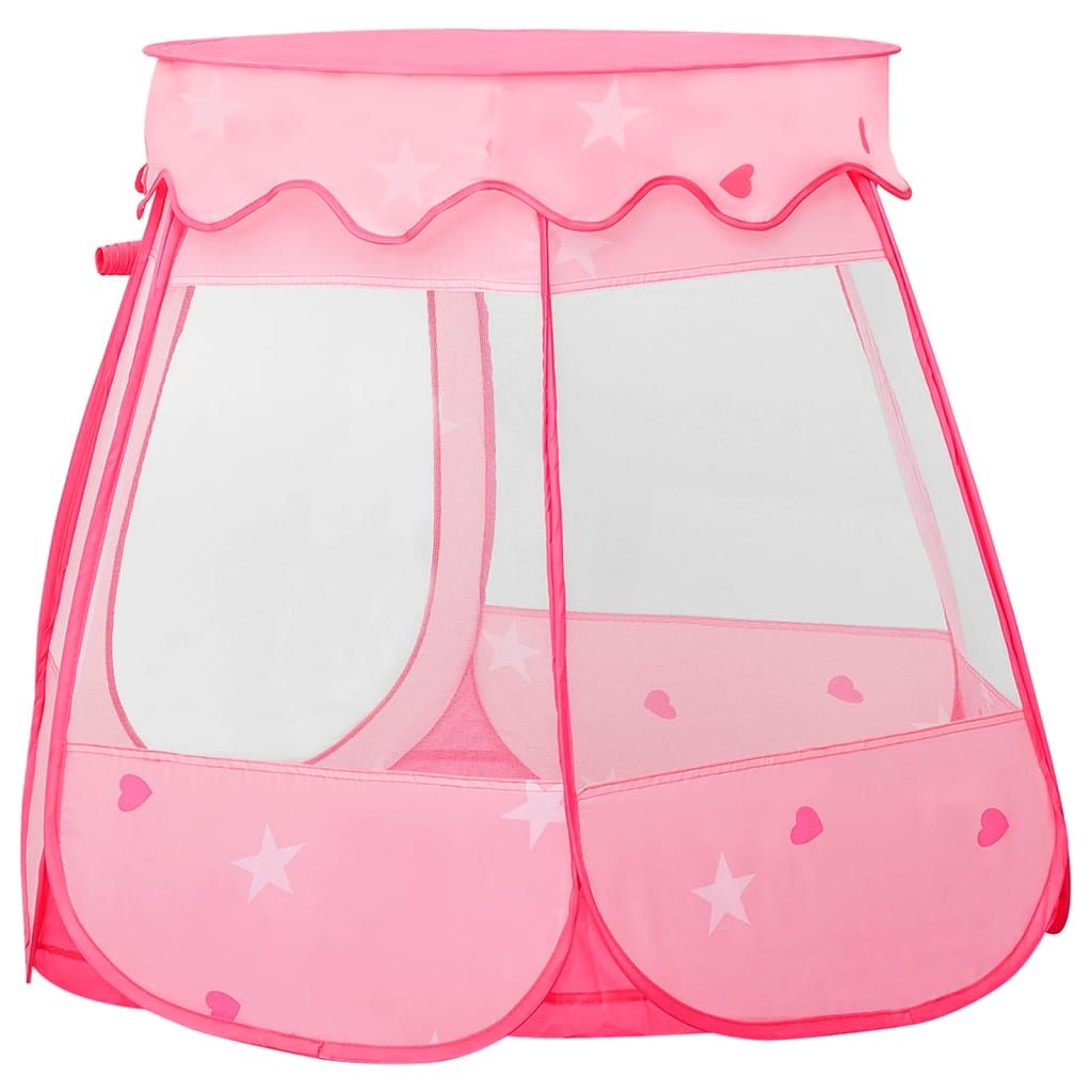 vidaXL Otroški šotor za igranje z 250 žogicami roza 102x102x82 cm