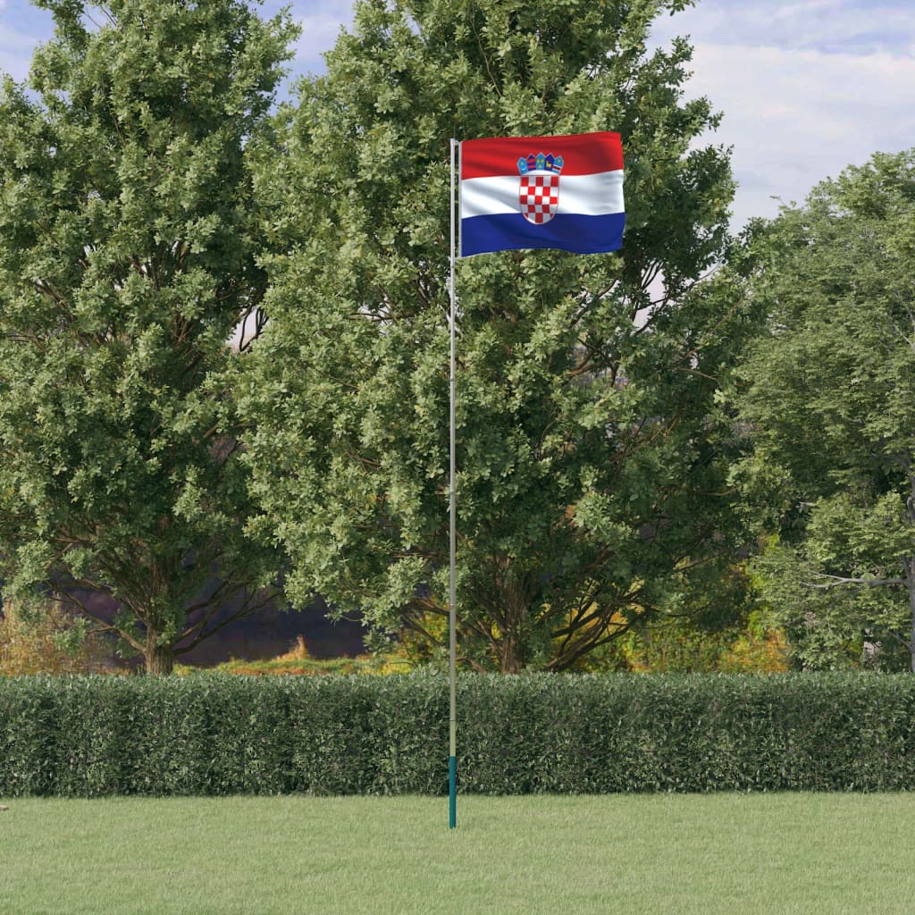 vidaXL Zastava Hrvaške in drog 5,55 m aluminij