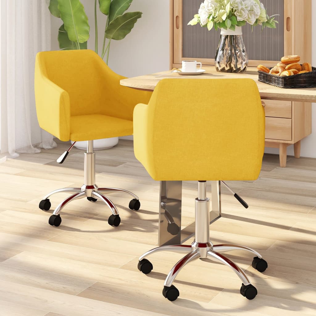 vidaXL Vrtljivi jedilni stoli 2 kosa rumeno blago