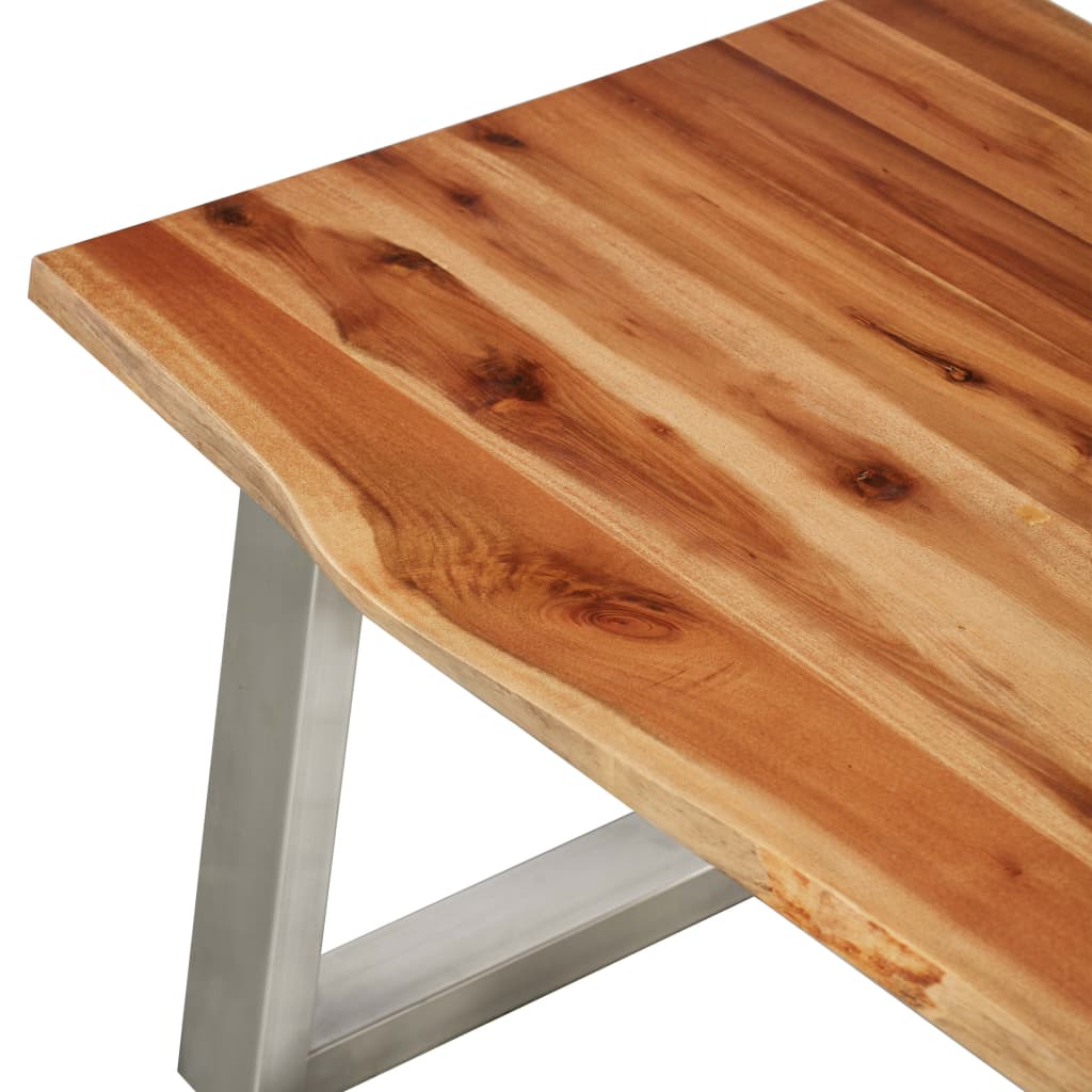 vidaXL Klubska mizica 100x60x40 cm akacijev les in nerjaveče jeklo