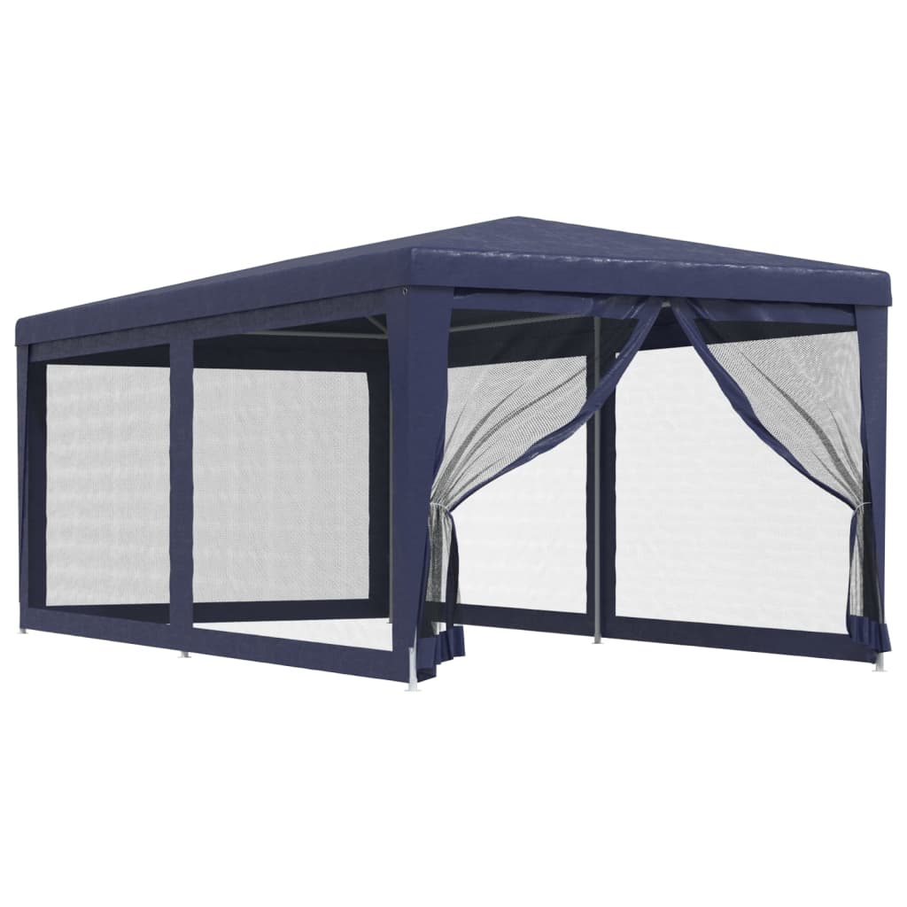 vidaXL Vrtni šotor s 6 mrežastimi stranicami moder 3x6 m HDPE
