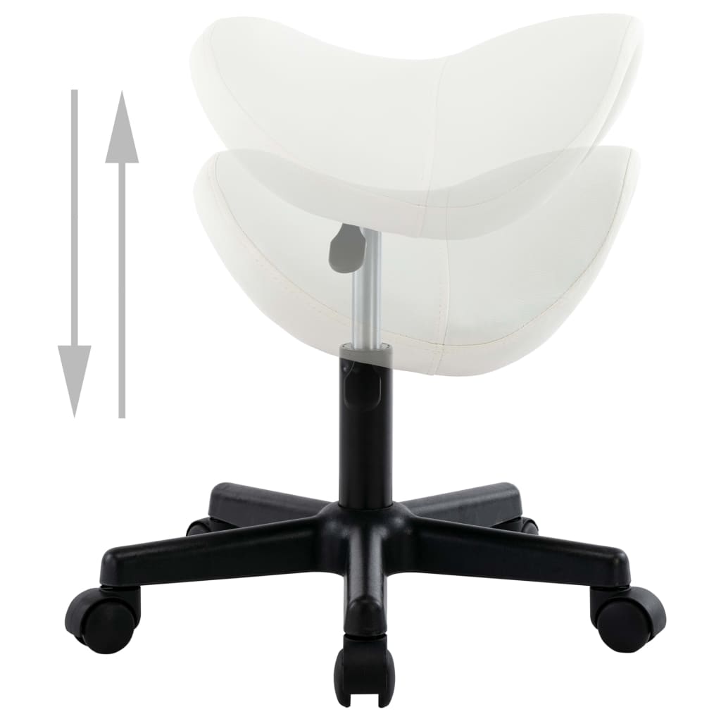 vidaXL Delovni stolček belo umetno usnje