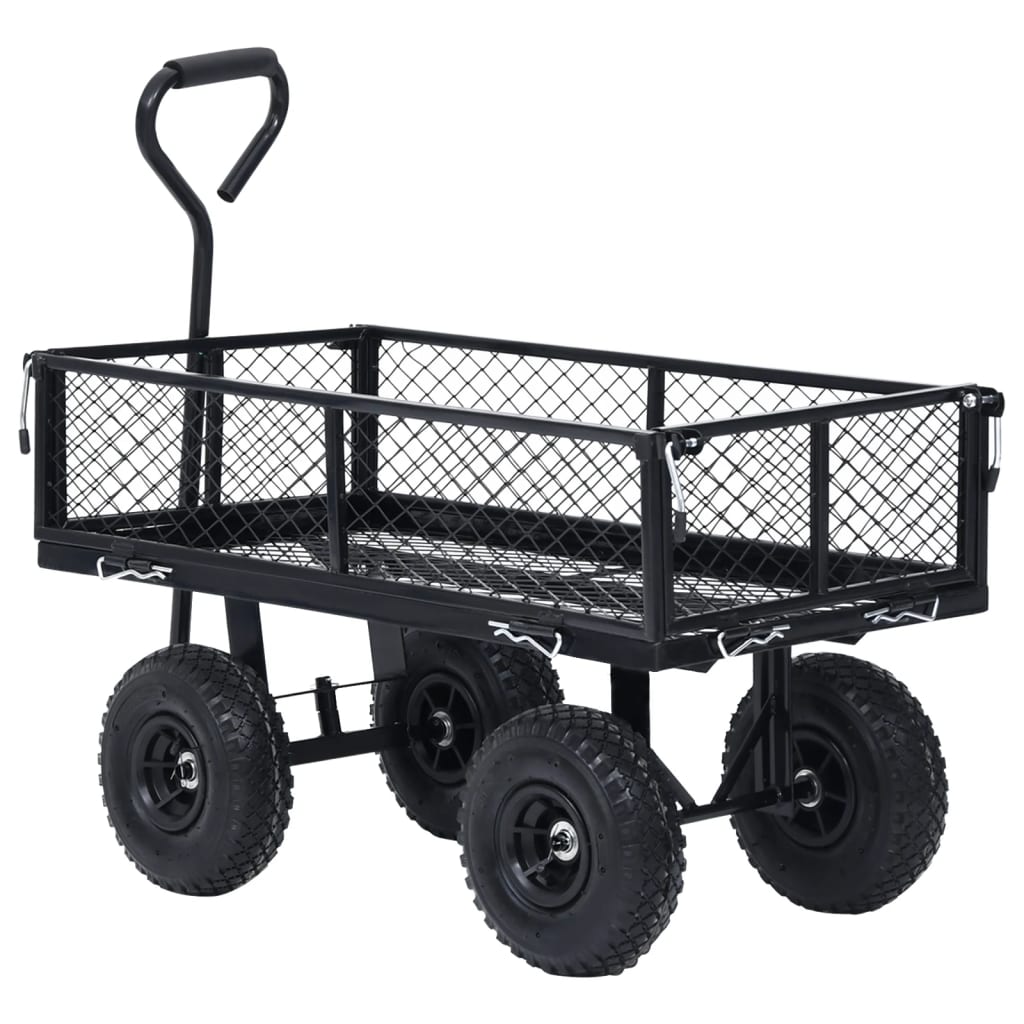 vidaXL Vrtni ročni voziček črn 250 kg
