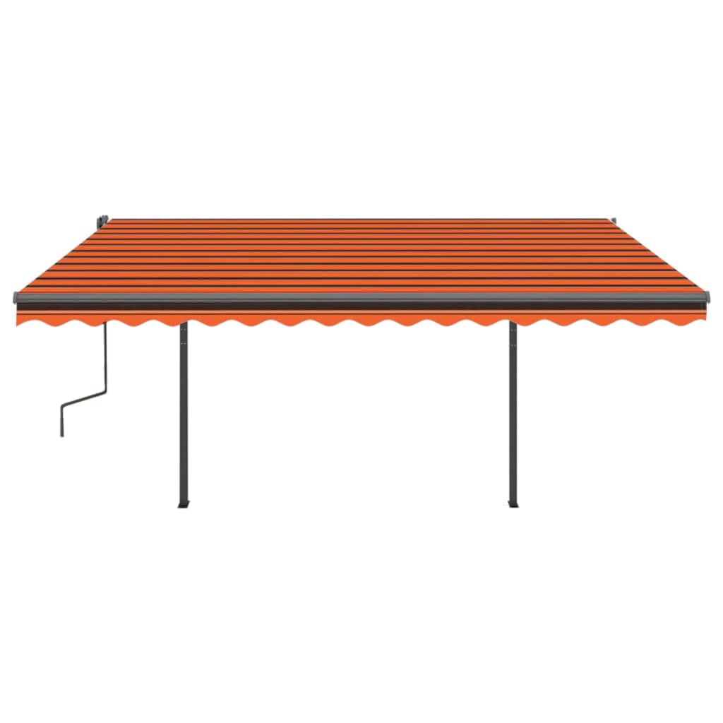 vidaXL Ročno zložljiva tenda s stebrički 4x3 m oranžna in rjava