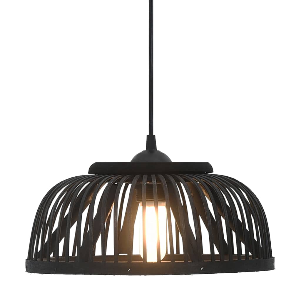 vidaXL Viseča svetilka črna iz bambusa 40 W 30x12 cm polokrogla E27