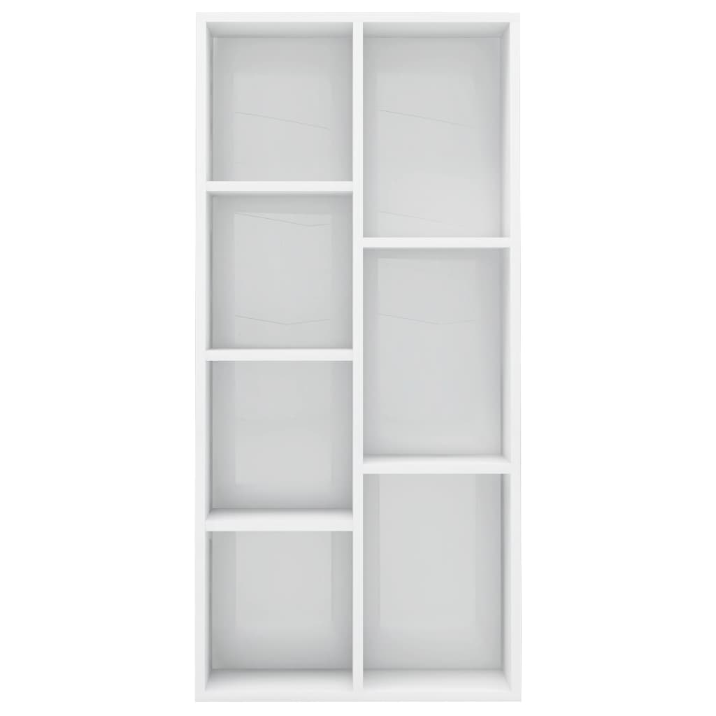 vidaXL Knjižna omara visok sijaj bela 50x25x106 cm iverna plošča