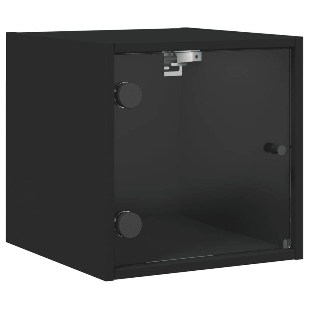 vidaXL Nočna omarica s steklenimi vrati črna 35x37x35 cm