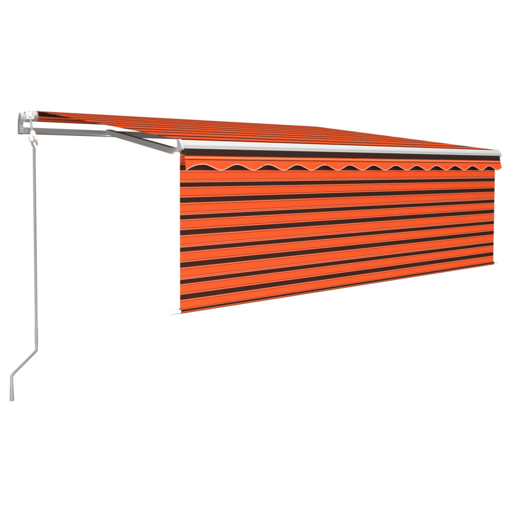 vidaXL Avtomatsko zložljiva tenda s senčilom 4x3 m oranžna in rjava