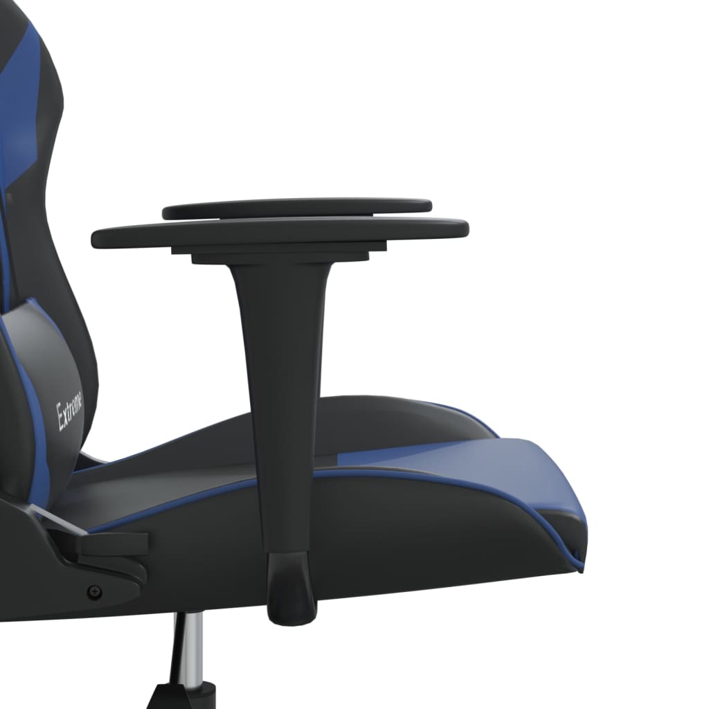 vidaXL Masažni gaming stol črno in modra umetno usnje