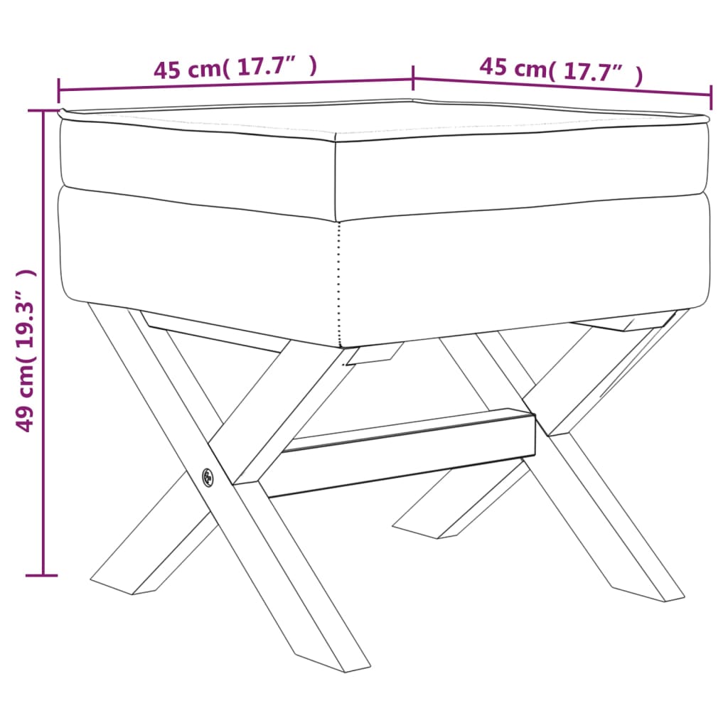 vidaXL Stolček s prostorom za shranjevanje bež 45x45x49 cm platno