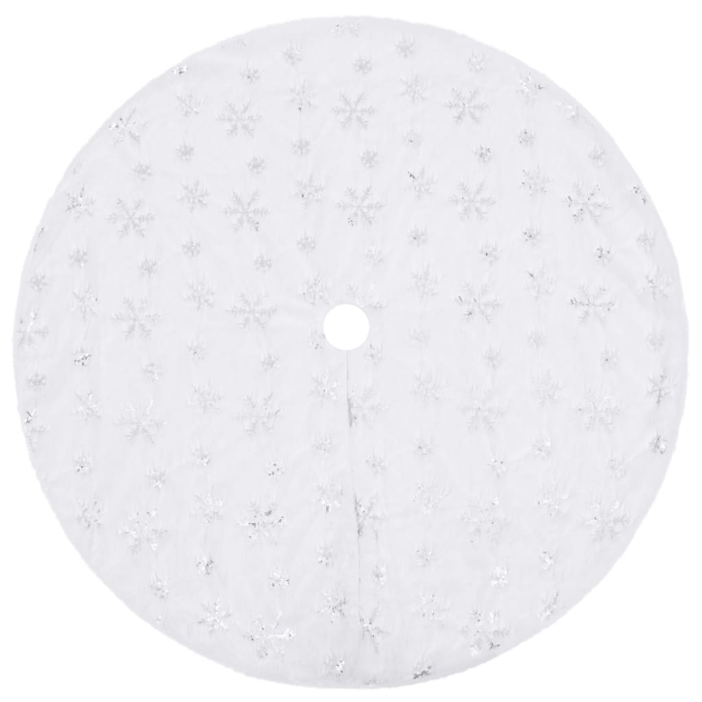 vidaXL Razkošna podloga za novoletno jelko bela 90 cm umetno krzno