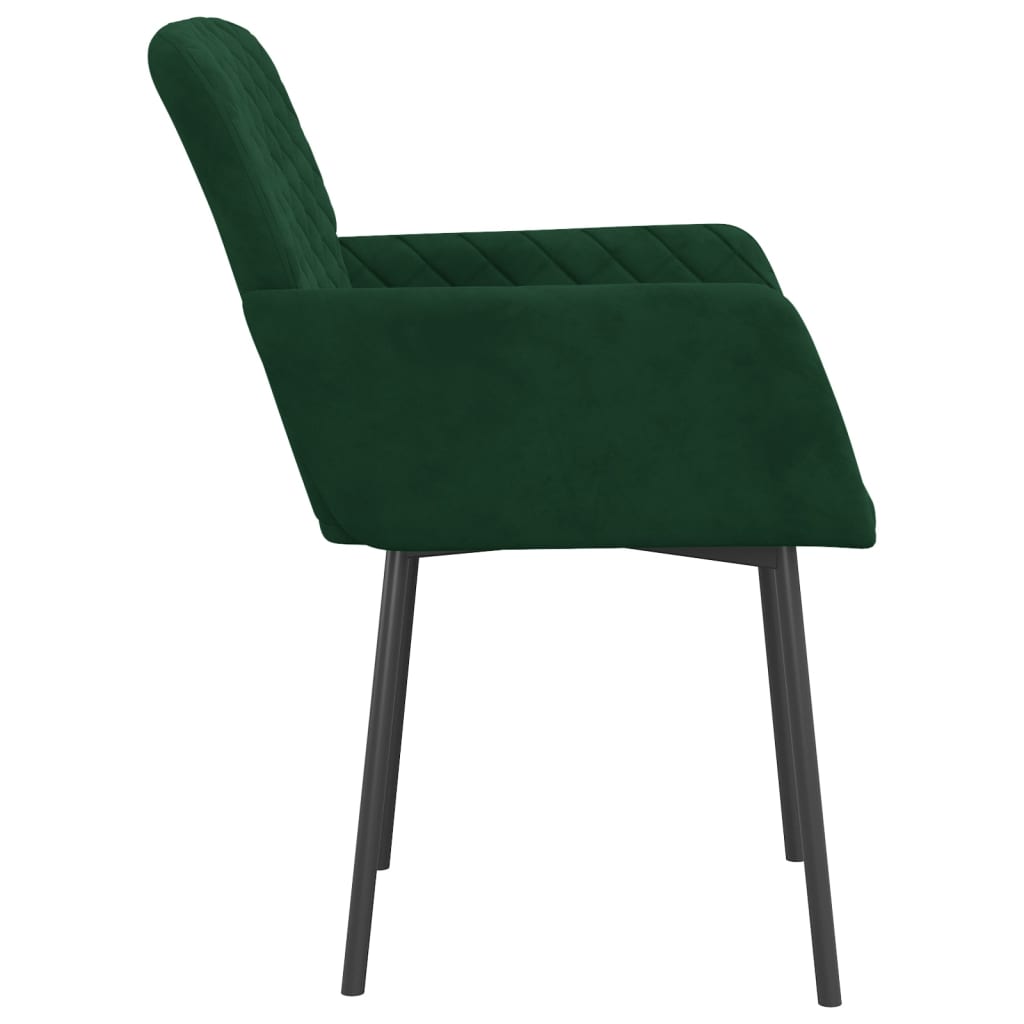 vidaXL Jedilna stola 2 kosa temno zelen žamet