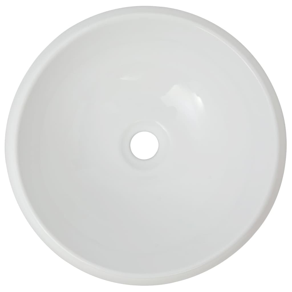 vidaXL Umivalnik z enoročno armaturo keramika okrogli bele barve