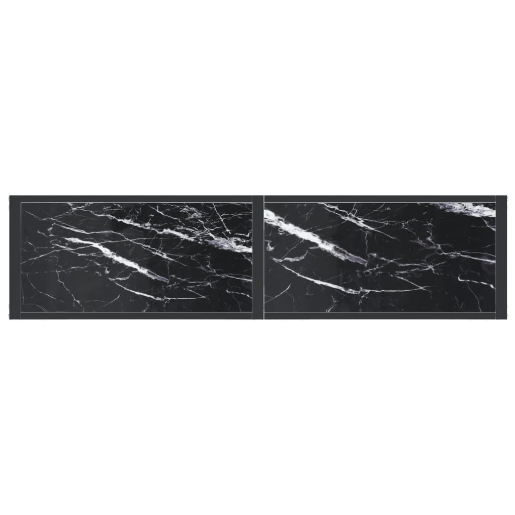 vidaXL Konzolna mizica črni marmor 140x35x75,5 cm kaljeno steklo