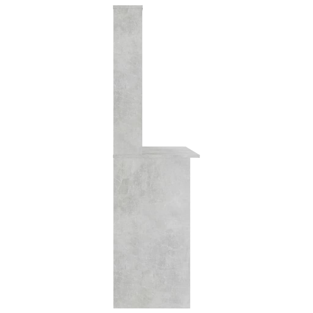 vidaXL Miza s policami betonsko siva 110x45x157 cm iverna plošča