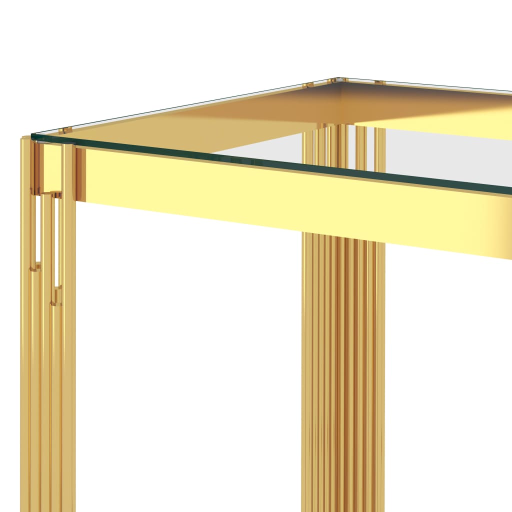 vidaXL Klubska mizica zlata 55x55x55 cm nerjaveče jeklo in steklo