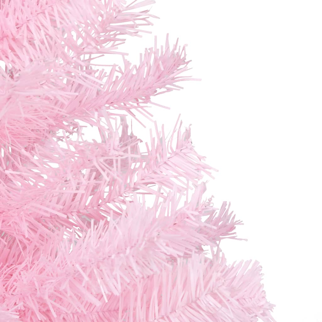 vidaXL Umetna osvetljena novoletna jelka s stojalom roza 180 cm PVC