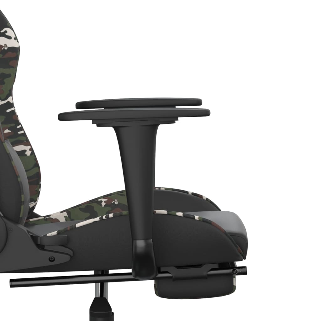 vidaXL Gaming stol z oporo za noge črno in kamuflažno umetno usnje