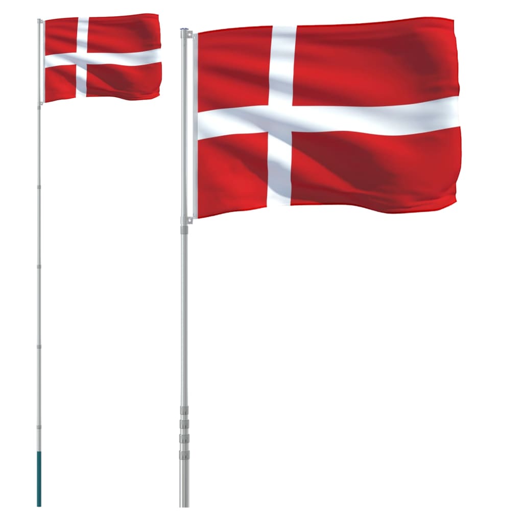 vidaXL Zastava Danske in drog 6,23 m aluminij