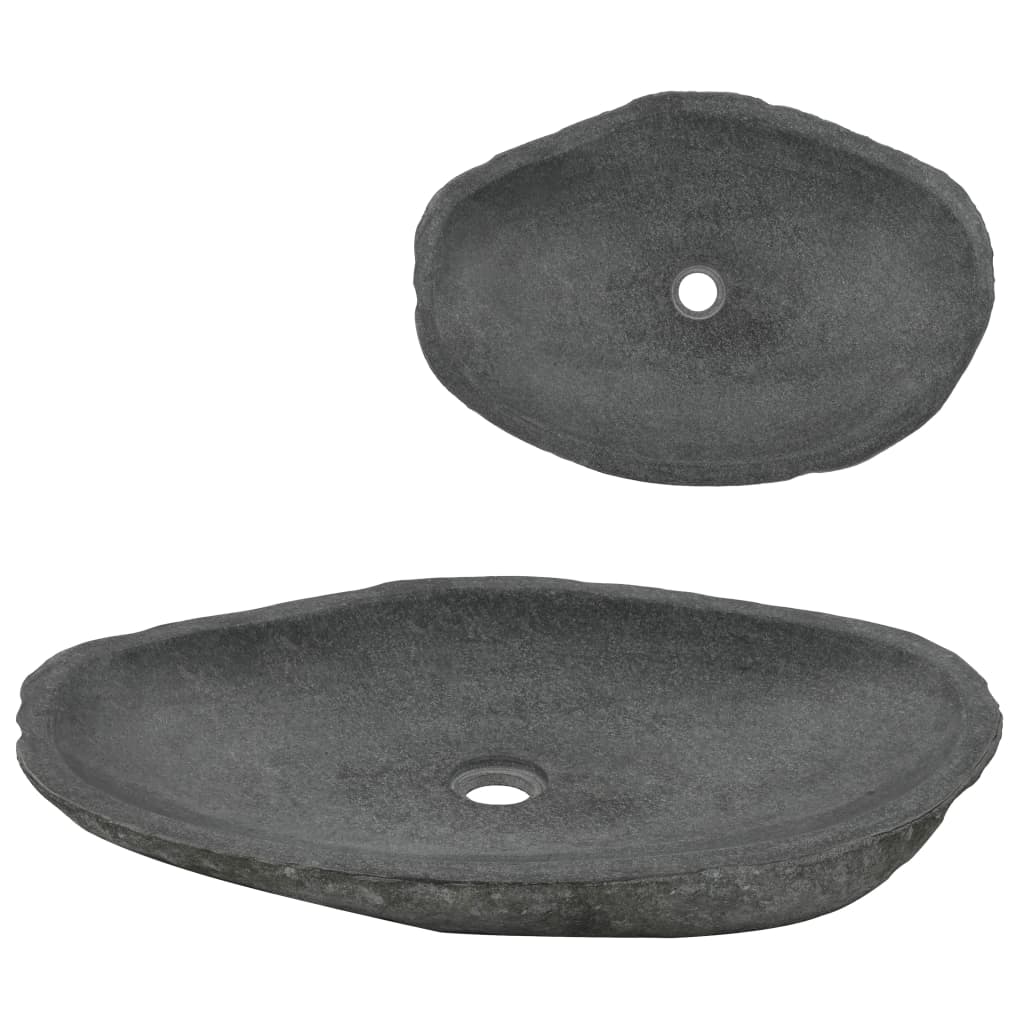 vidaXL Umivalnik iz rečnega kamna ovalen 60-70 cm