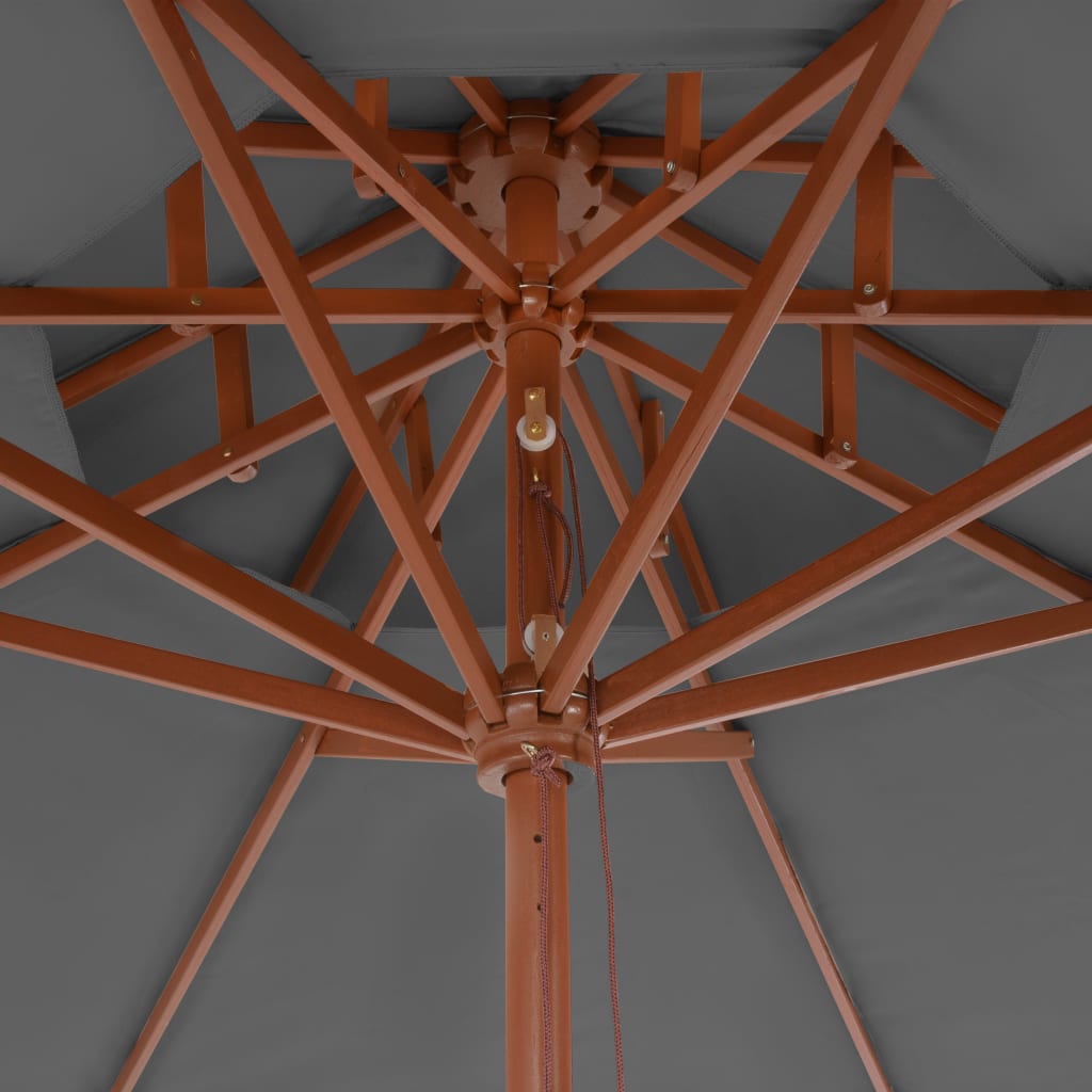 vidaXL Dvojni senčnik z lesenim drogom 270 cm antracitne barve