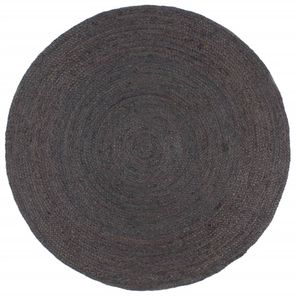 vidaXL Preproga iz jute okrogla ročno delo 210 cm temno siva