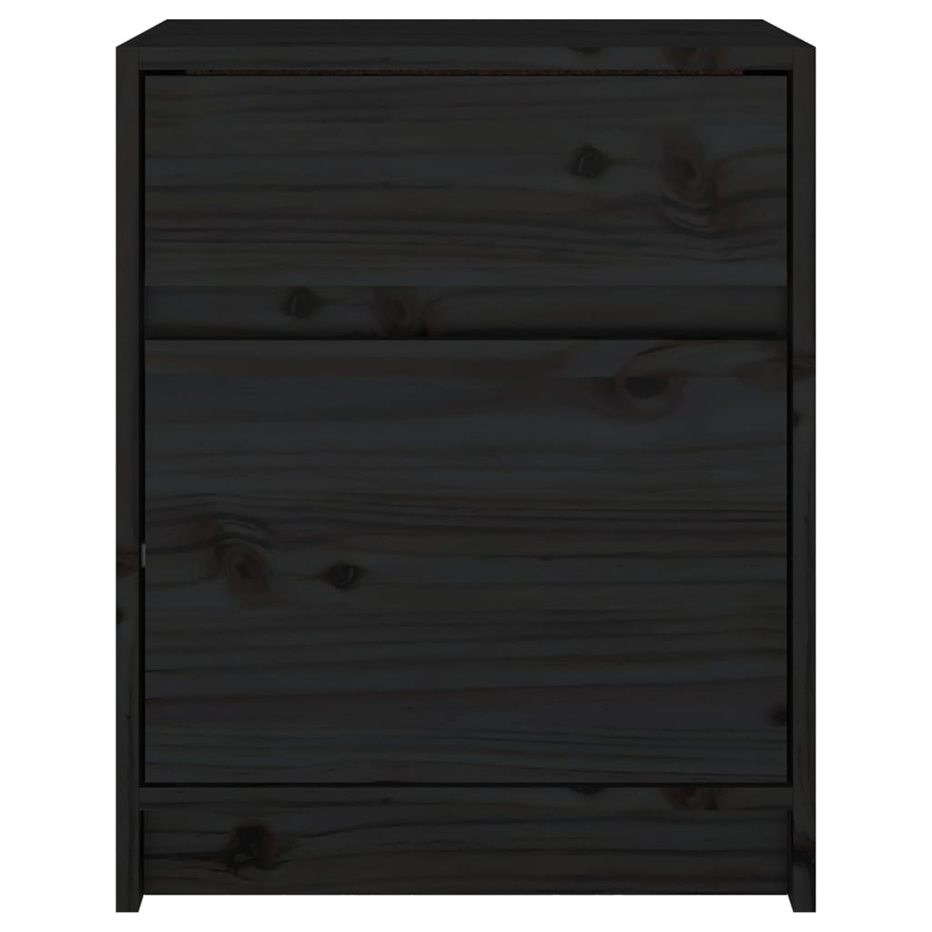 vidaXL Nočna omarica črna 40x31x50 cm trdna borovina
