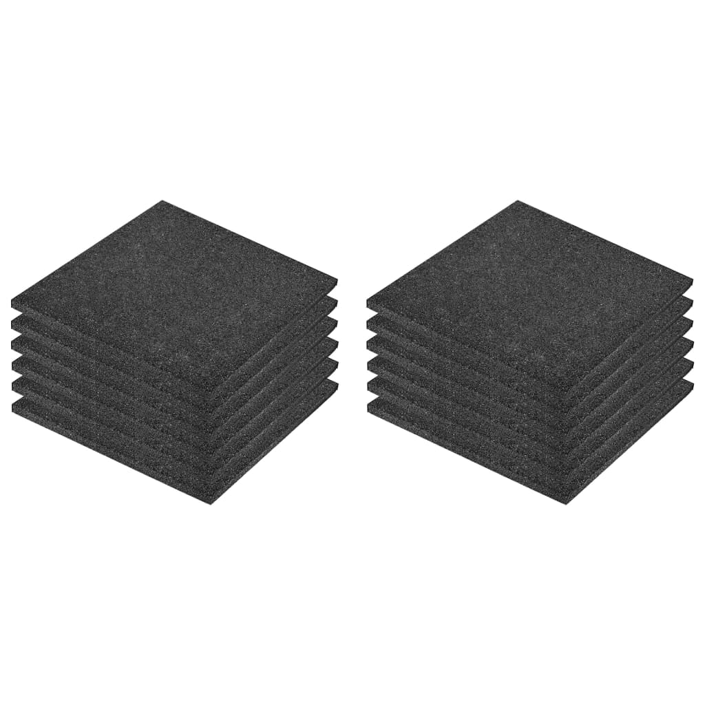 vidaXL Varnostne talne plošče 12 kosov guma 50x50x3 cm črne