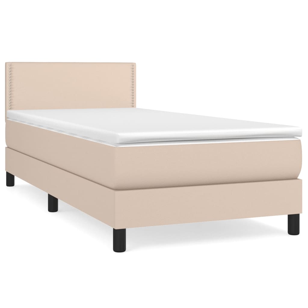 vidaXL Box spring postelja z vzmetnico kapučino 100x200cm umetno usnje