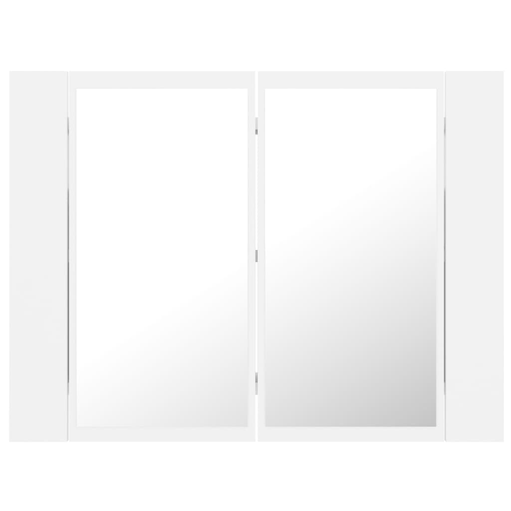 vidaXL LED kopalniška omarica z ogledalom bela 60x12x45 cm akril