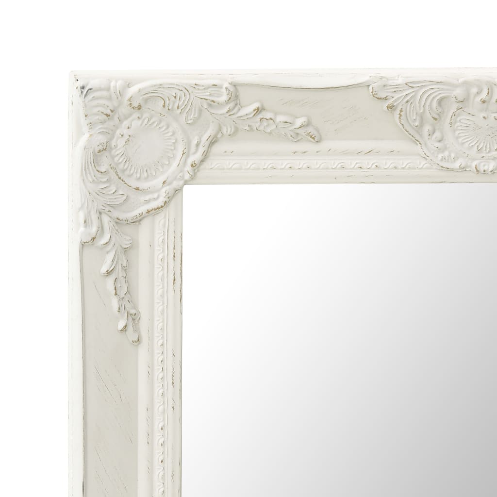 vidaXL Stensko ogledalo v baročnem stilu 60x60 cm belo