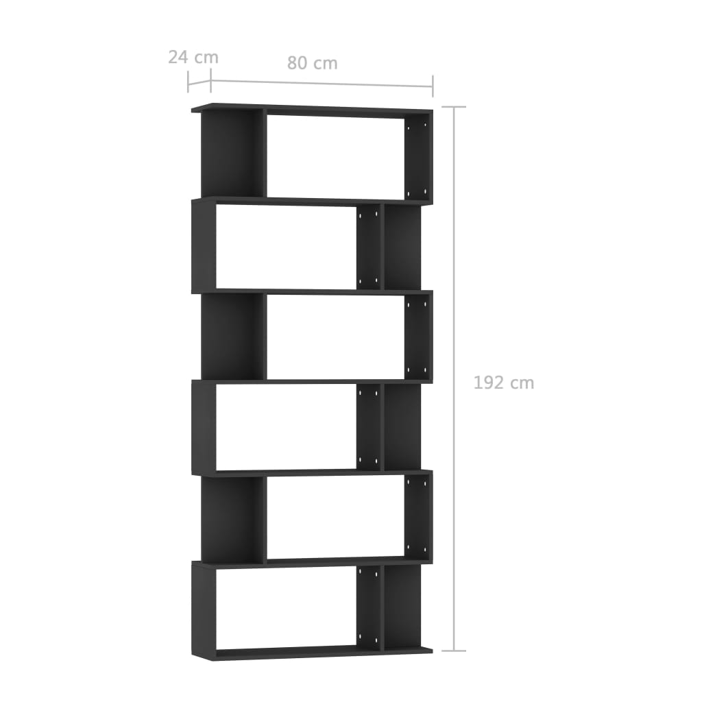 vidaXL Knjižna omara/paravan črna 80x24x192 cm iverna plošča