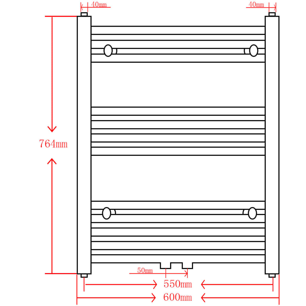 Kopalniški cevni radiator za centralno ogrevanje raven 600x764 mm črn
