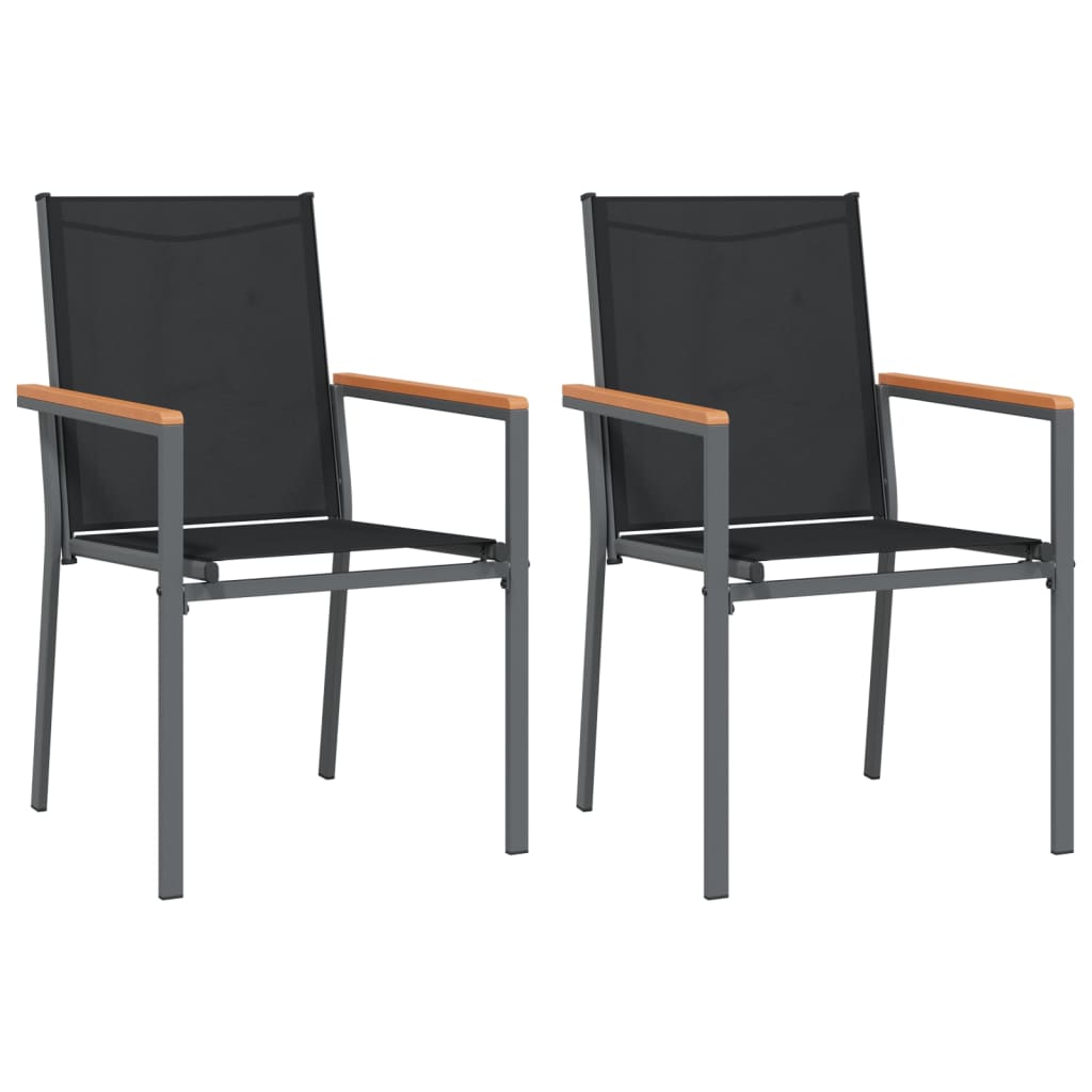 vidaXL Vrtni stoli 2 kosa črni 55x61,5x90 cm textilene in jeklo