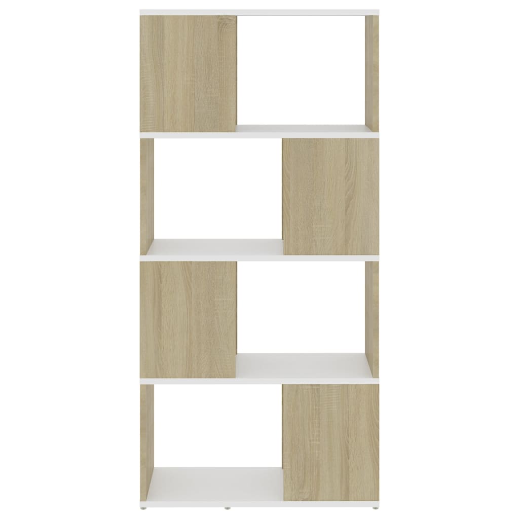 vidaXL Knjižna omara za razdelitev prostora bela/hrast 60x24x124,5 cm