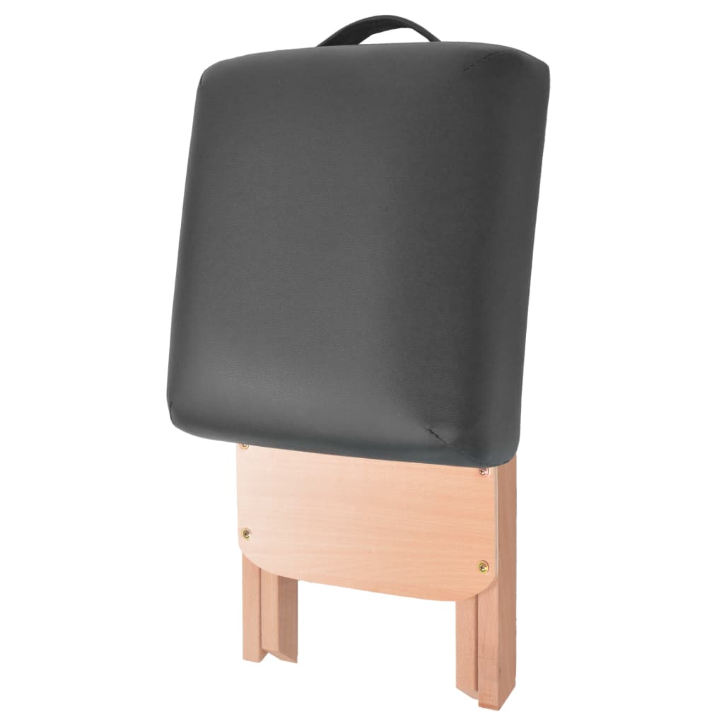 vidaXL Zložljiv masažni stolček z 12 cm debelim sedežem črn