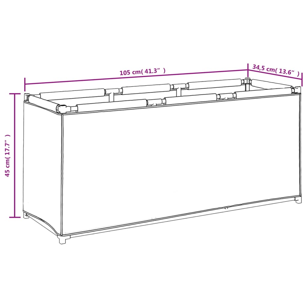 vidaXL Škatla za shranjevanje siva 105x34,5x45 cm tkanina