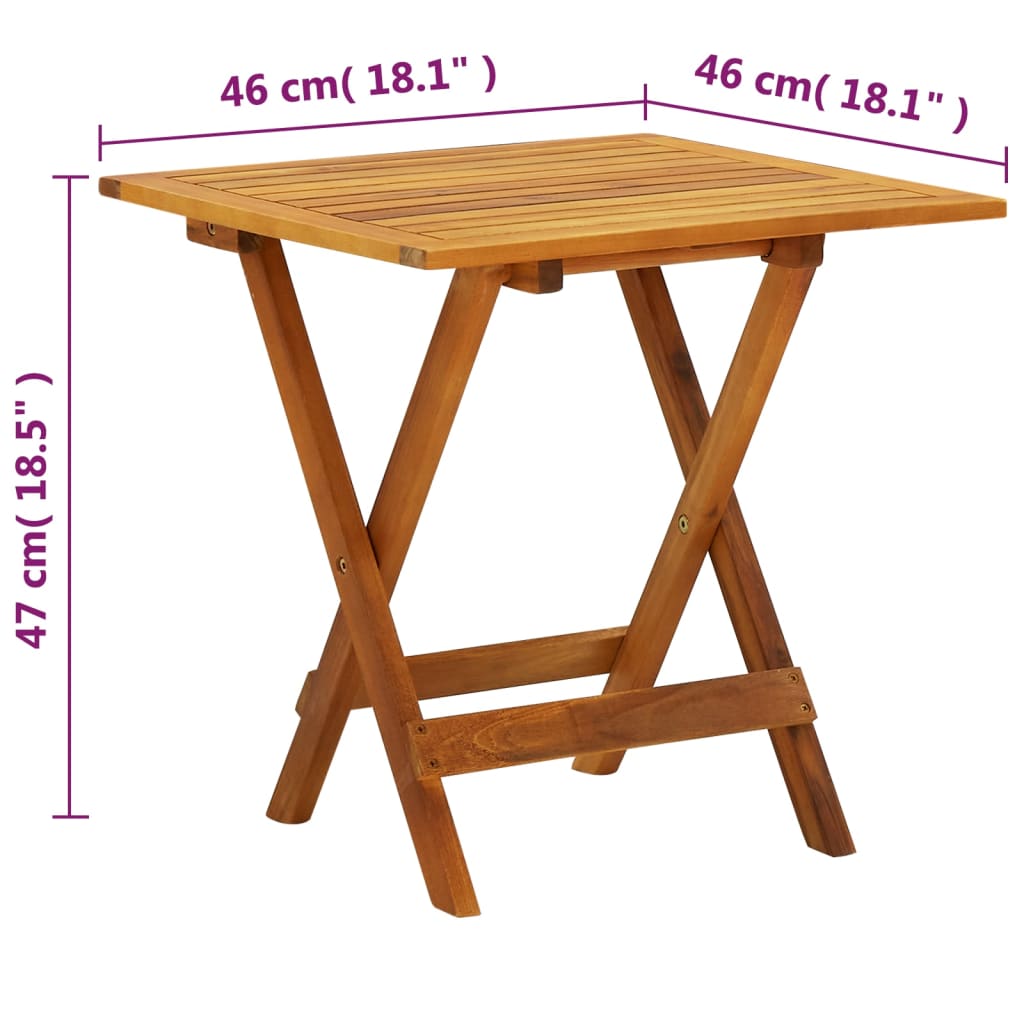 vidaXL Bistro miza 46x46x47 cm trden akacijev les
