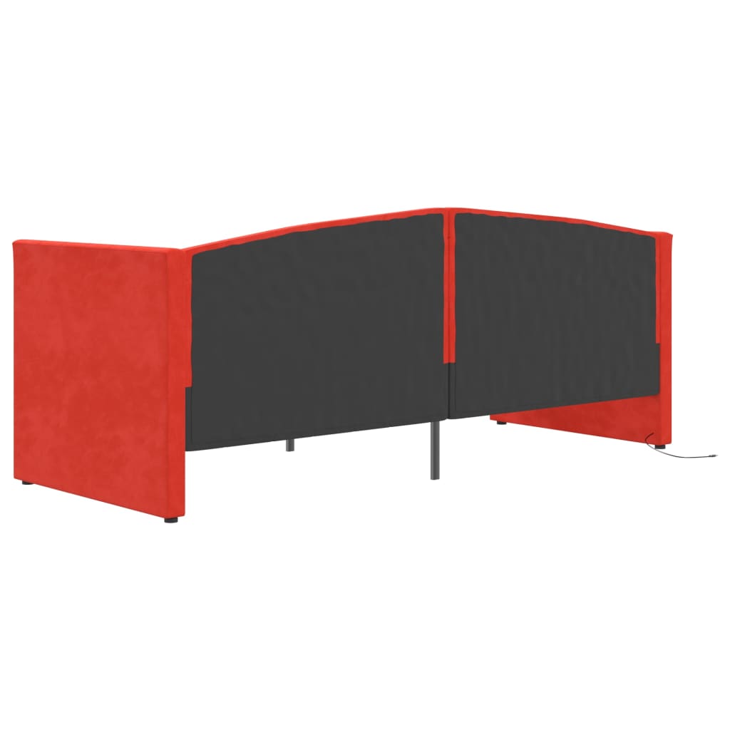 vidaXL Dnevna postelja USB vinsko rdeč žamet 90x200 cm