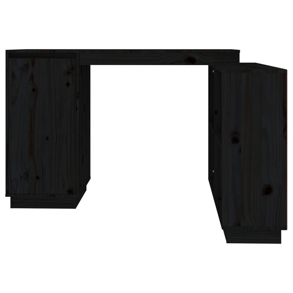 vidaXL Pisalna miza črna 110x50x75 cm trdna borovina