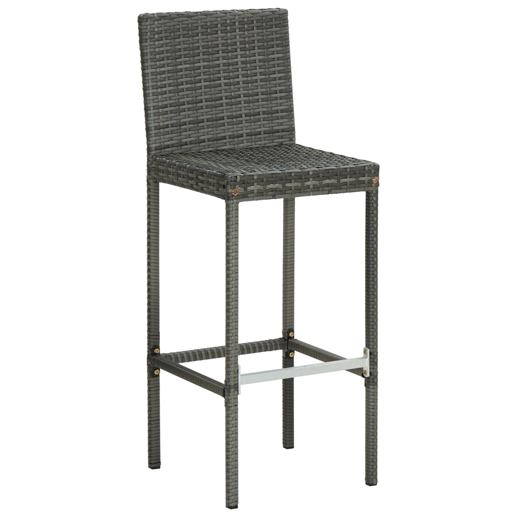 vidaXL Vrtni barski stolčki z blazinami 4 kosi siv poli ratan