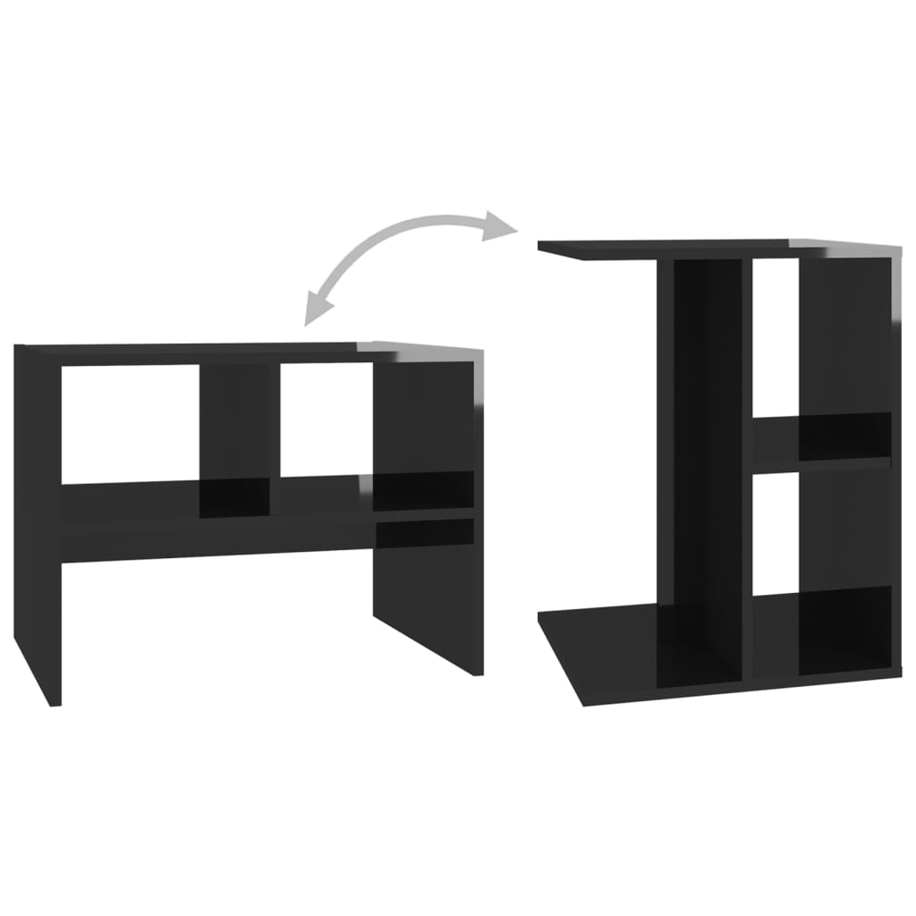 vidaXL Stranska mizica visok sijaj črna 60x40x45 cm iverna plošča