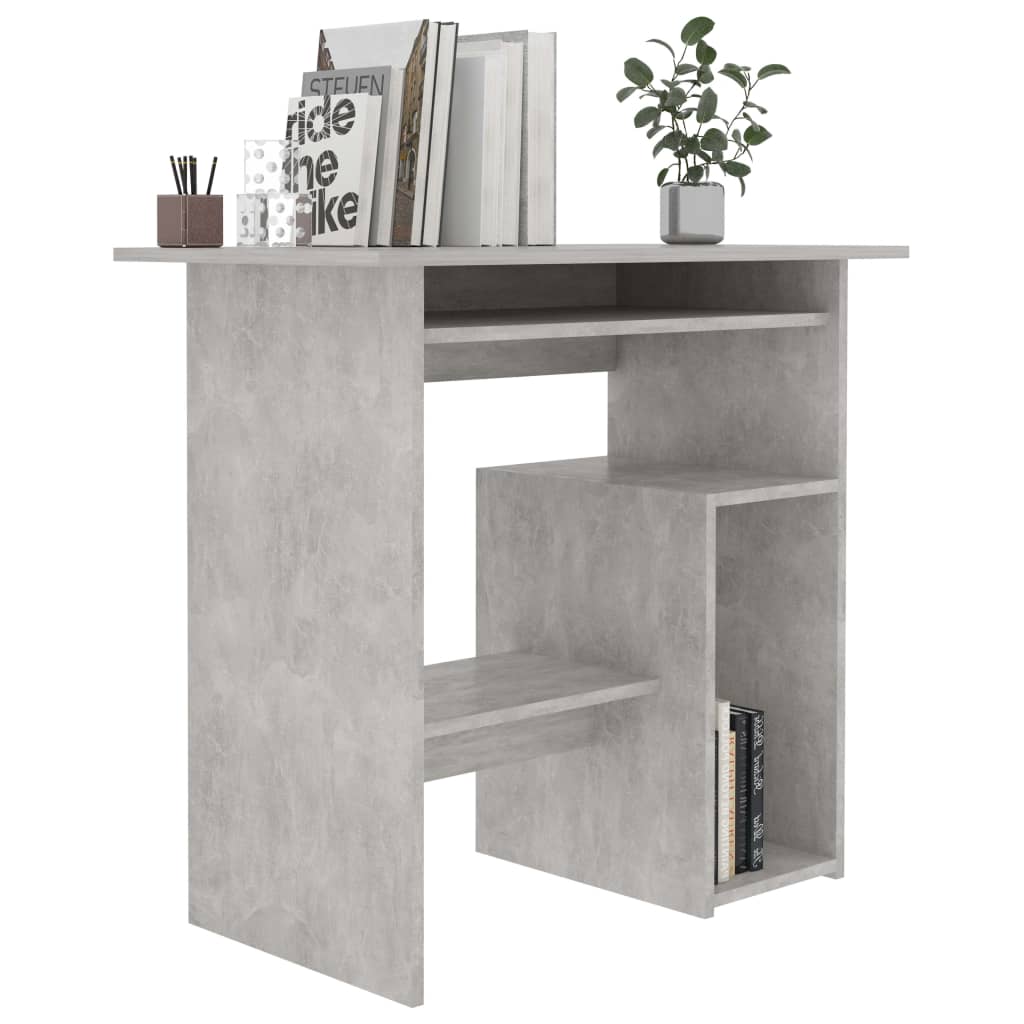 vidaXL Pisalna miza betonsko siva 80x45x74 cm iverna plošča